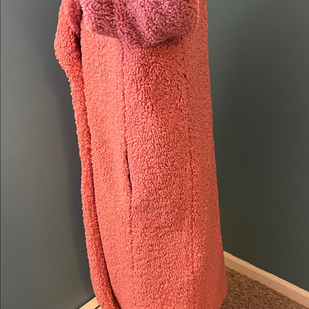 J Crew Pink Double-breasted Teddy Sherpa Topcoat Size Medium - Picture 9 of 16